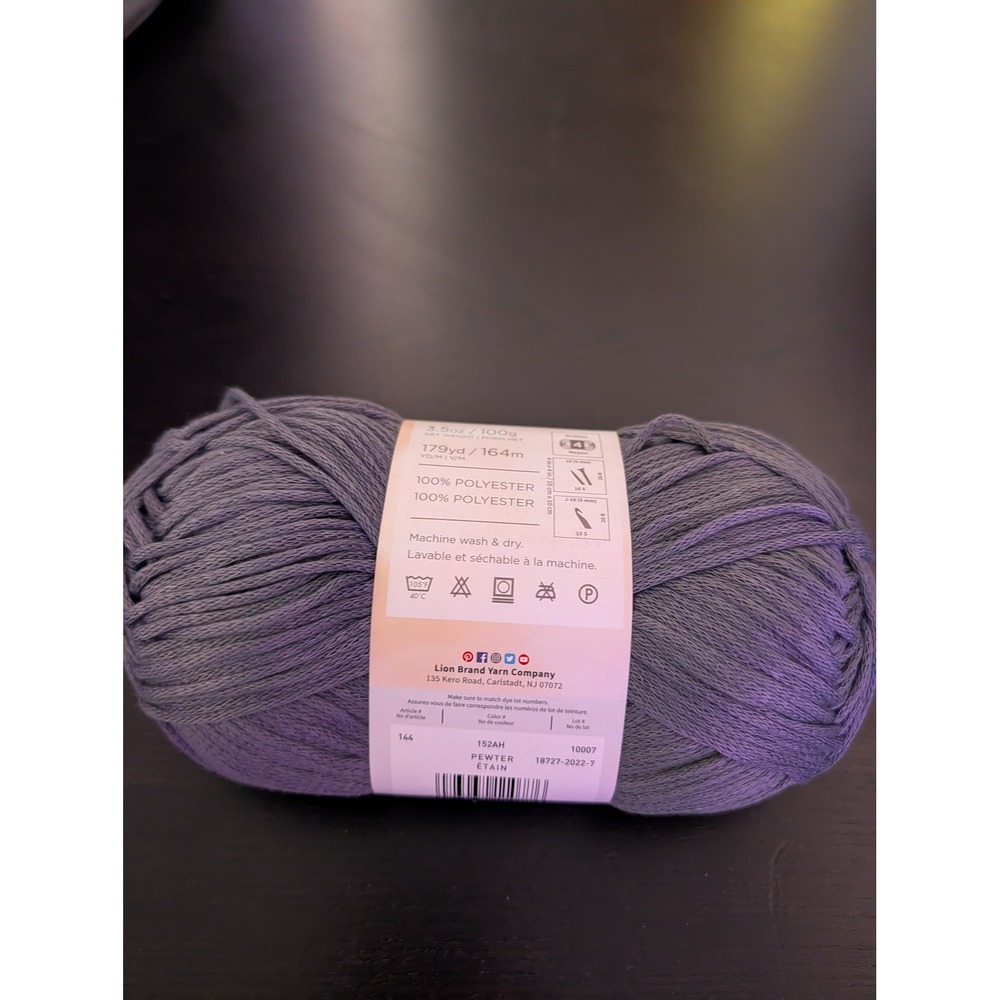 Lion Brand Lets Get Cozy Lazy Days Yarn Pewter Gray152AH 10007